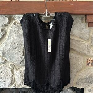 Brand new Nic & Zoe black fringe sleeve-less  sweater